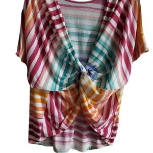 Women’s Vestique Multicolored Front Knot Top • Size Large